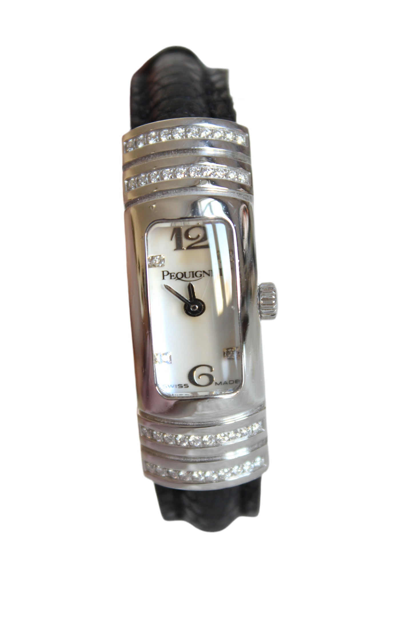 Pequignet Massai Watch – Diamond-Encrusted Steel Case with Mother-of-Pearl Dial