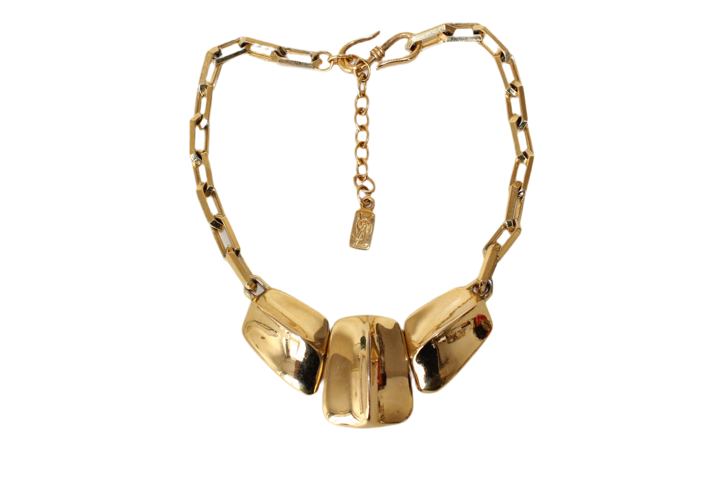 Extremely Rare Yves Saint Laurent Gold-Plated Necklace – Crocodile Scale Motif, 1980s–90s, Signed