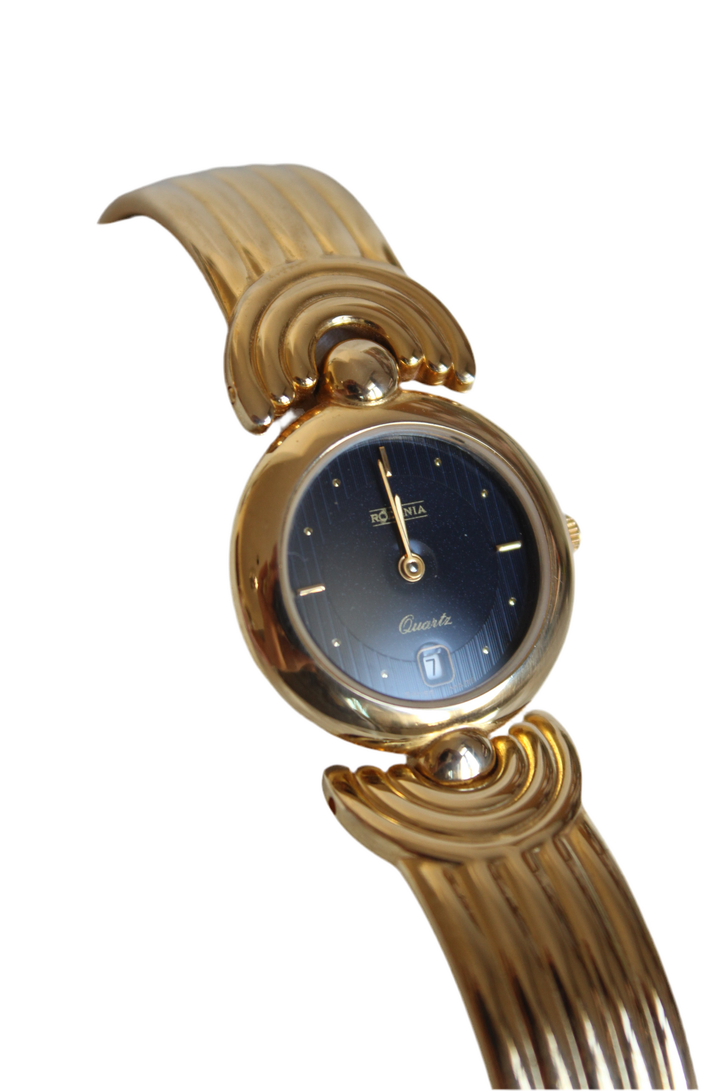 Vintage Rodania Art Deco-Inspired Watch – Steel & Gold-Plated with Starry Blue Dial