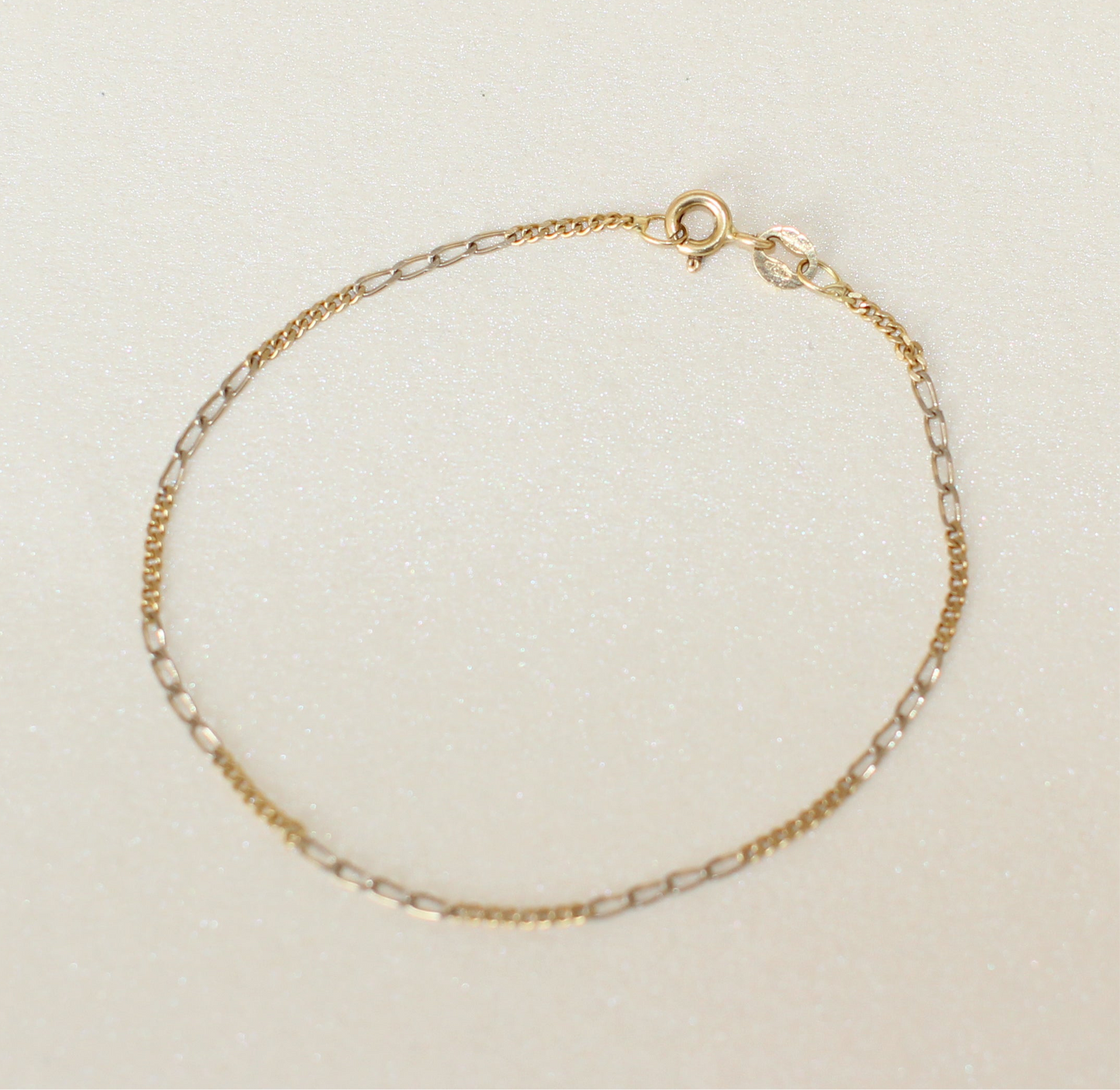 Vintage Mini Chain Bracelet – 18K Two-Tone Gold – 1980s