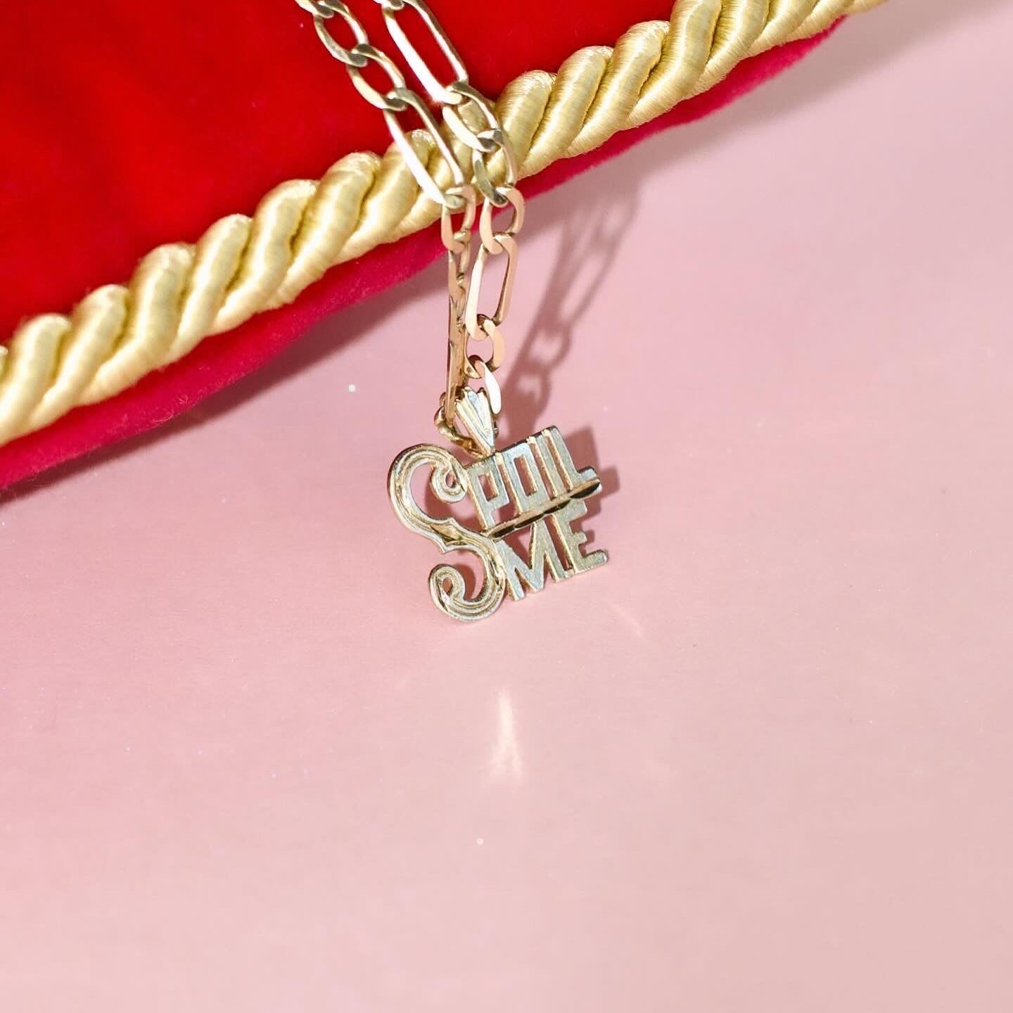 Unique Vintage "SPOIL ME" Gold Talking Charm Pendant