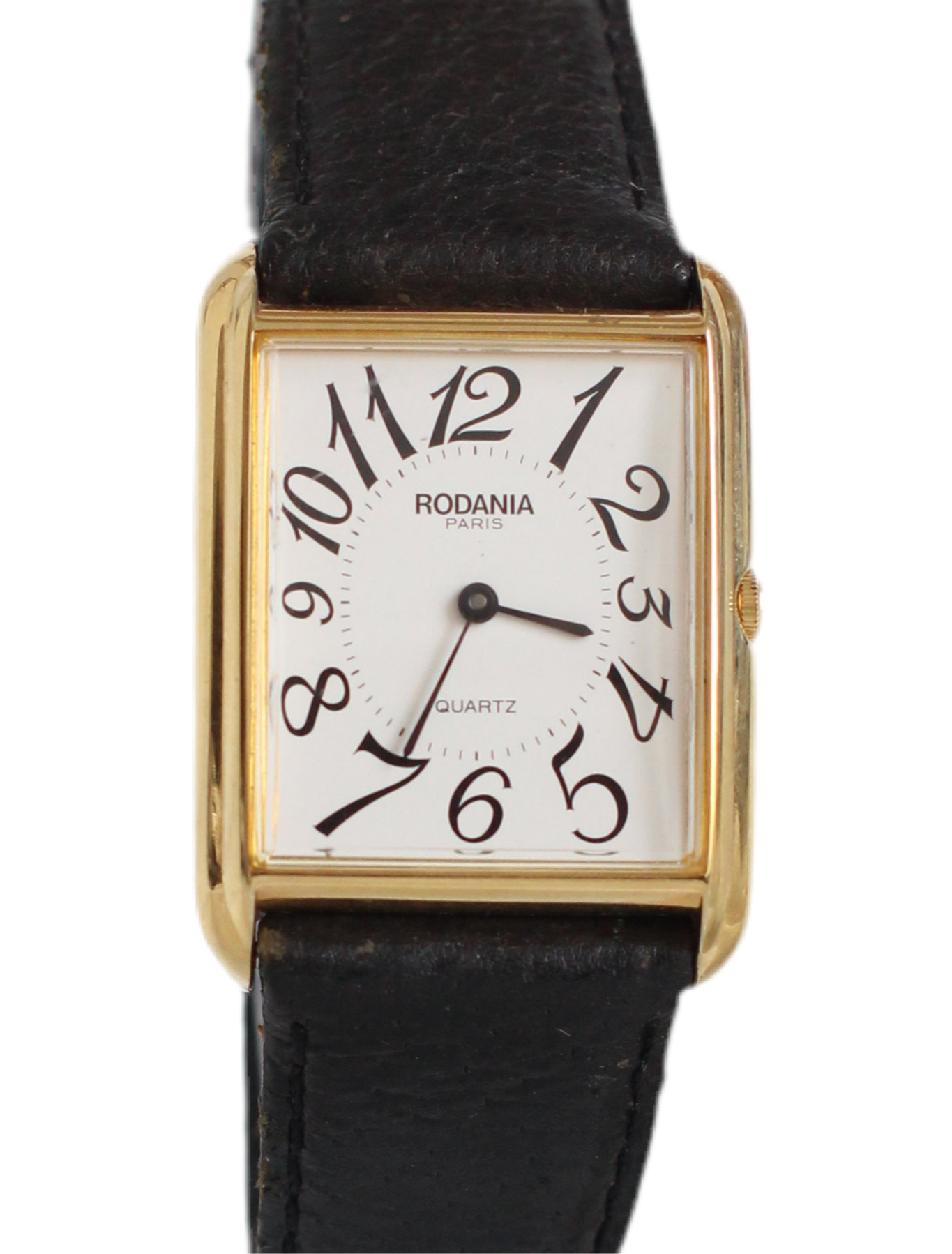 Rodania 1980s Large Tank Watch – White Dial with Roman Numerals