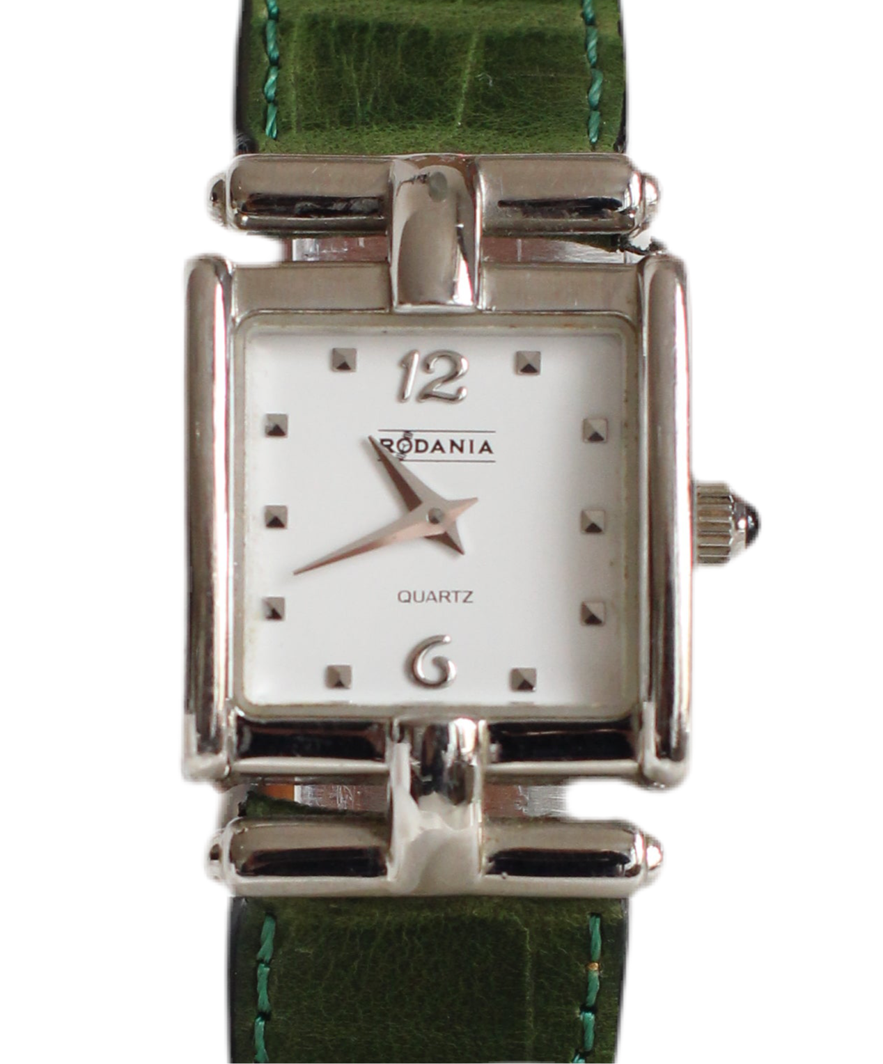 Vintage Rodania Quartz Watch with Green Crocodile-Style Strap – 1990s