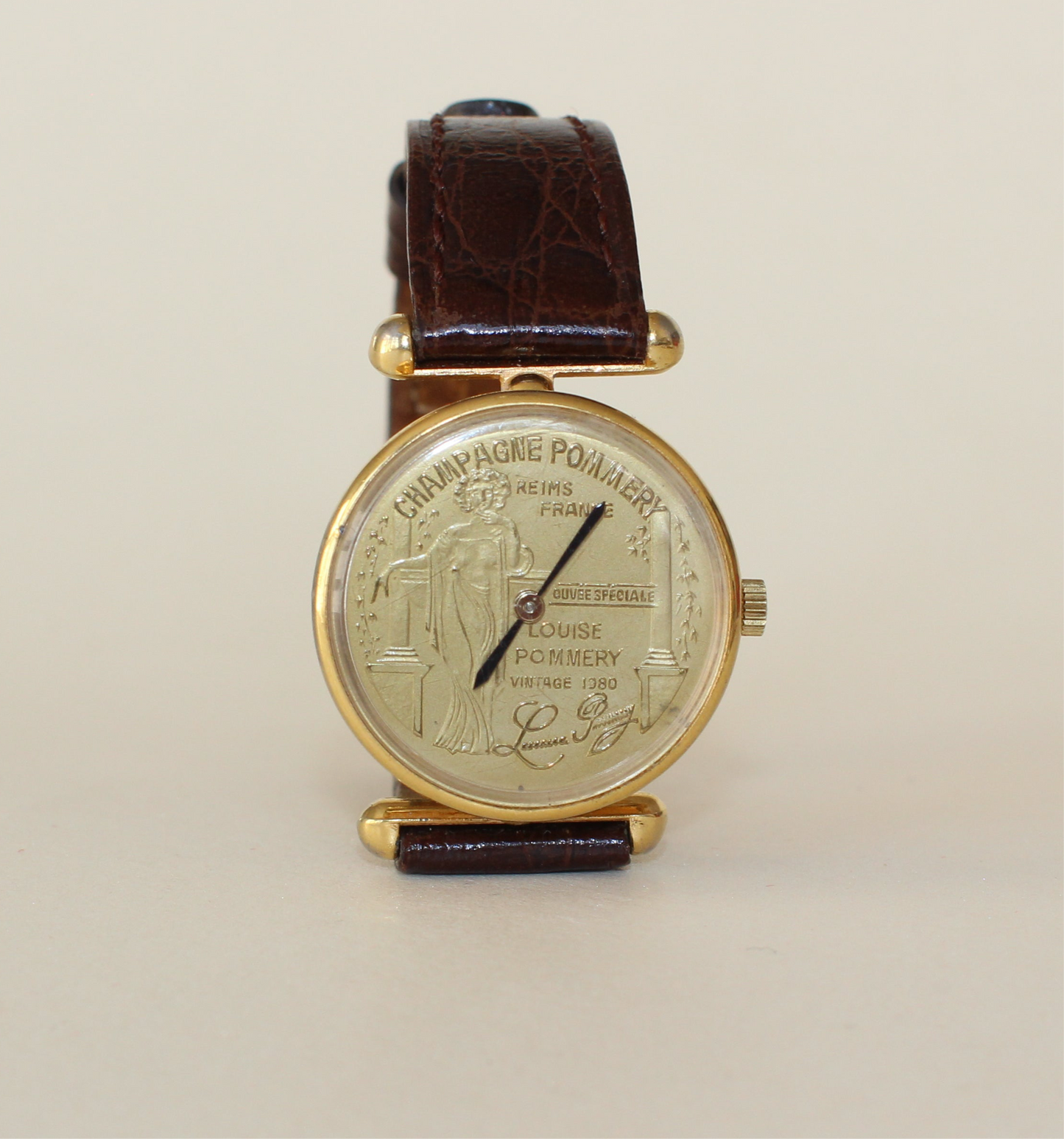 Vintage 1980s Pommery Champagne Coin Watch - Gold Plated Quartz