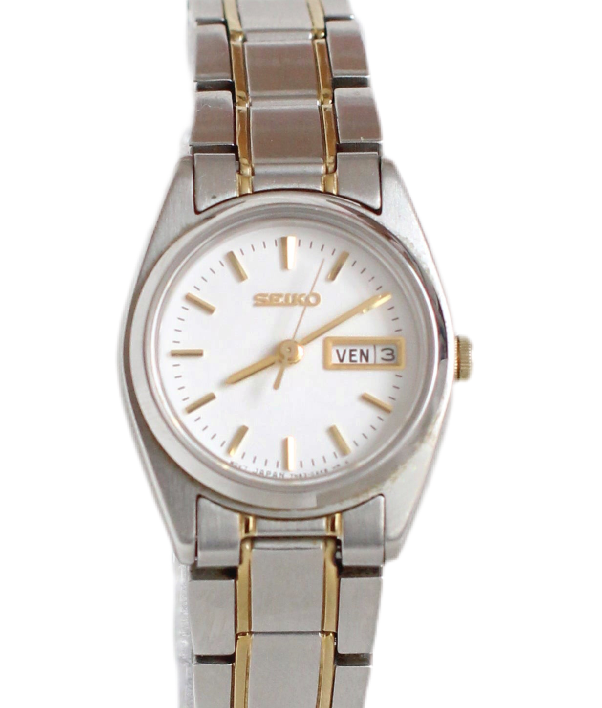 2 tones - Seiko Quartz Day-Date - Sapphire Glass