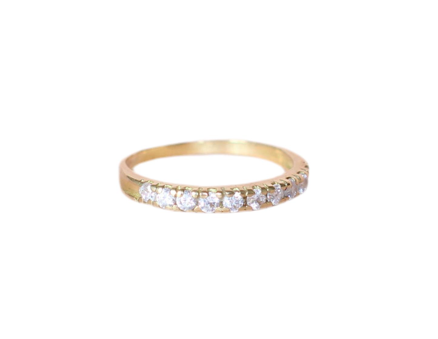 18k Gold Half Eternity Band – Natural Cubic Zirconia