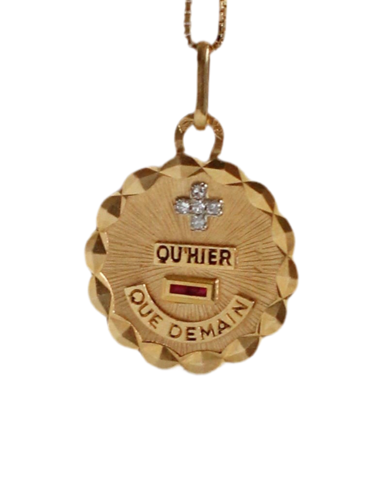 Iconic Diamonds & 18k Gold "Plus qu’hier, moins que demain" Love Medal – Signed Augis