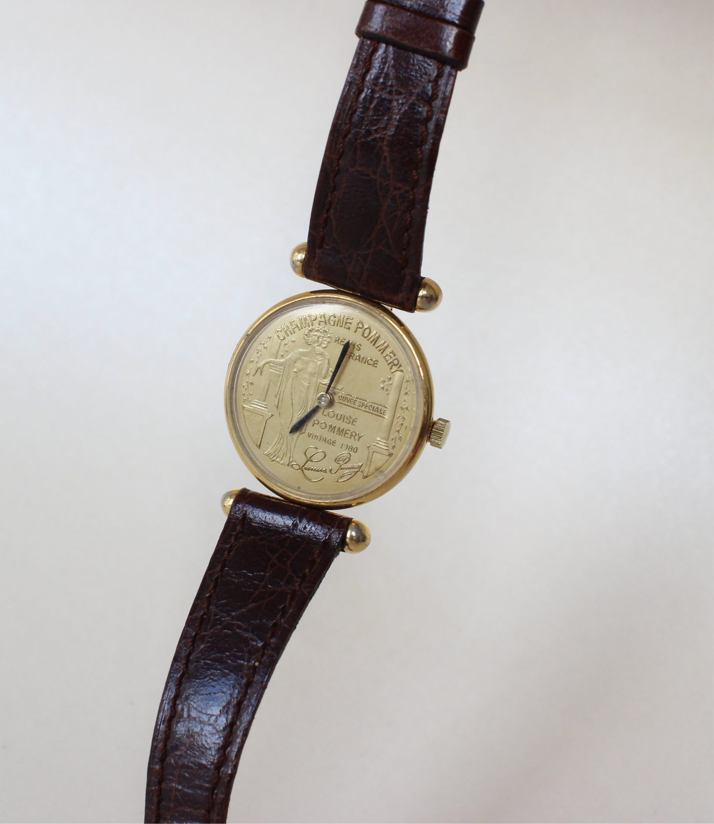 Vintage 1980s Pommery Champagne Coin Watch - Gold Plated Quartz