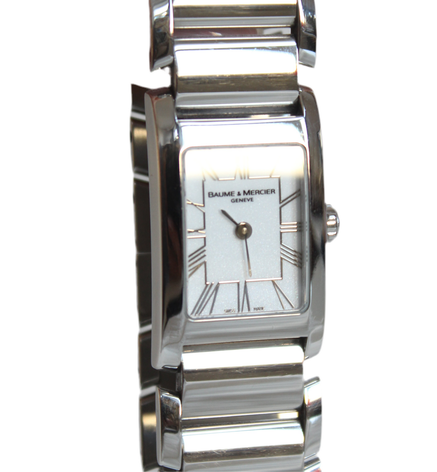 Baume & Mercier "Hampton" Watch – Steel Case with White Glitter Dial