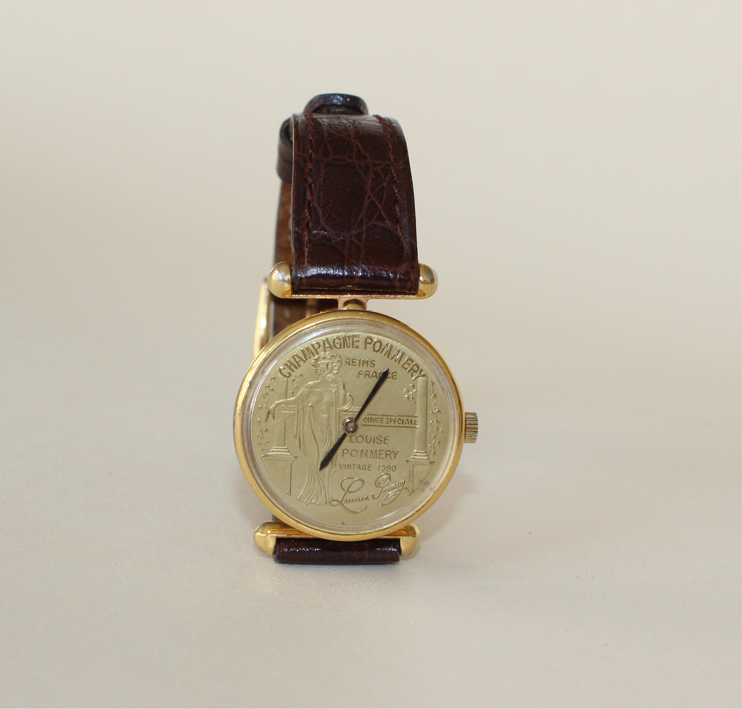 Vintage 1980s Pommery Champagne Coin Watch - Gold Plated Quartz
