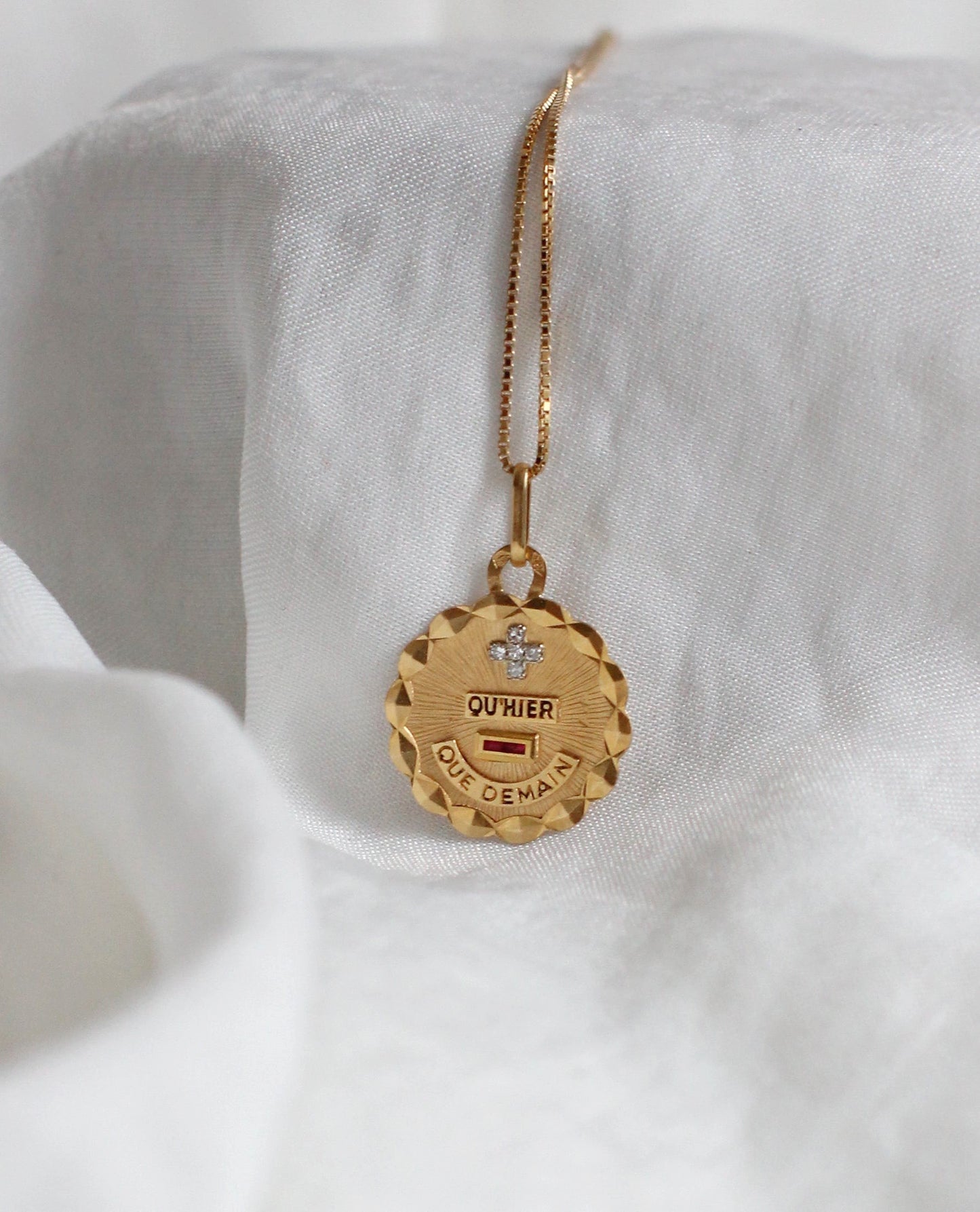 Iconic Diamonds & 18k Gold "Plus qu’hier, moins que demain" Love Medal – Signed Augis