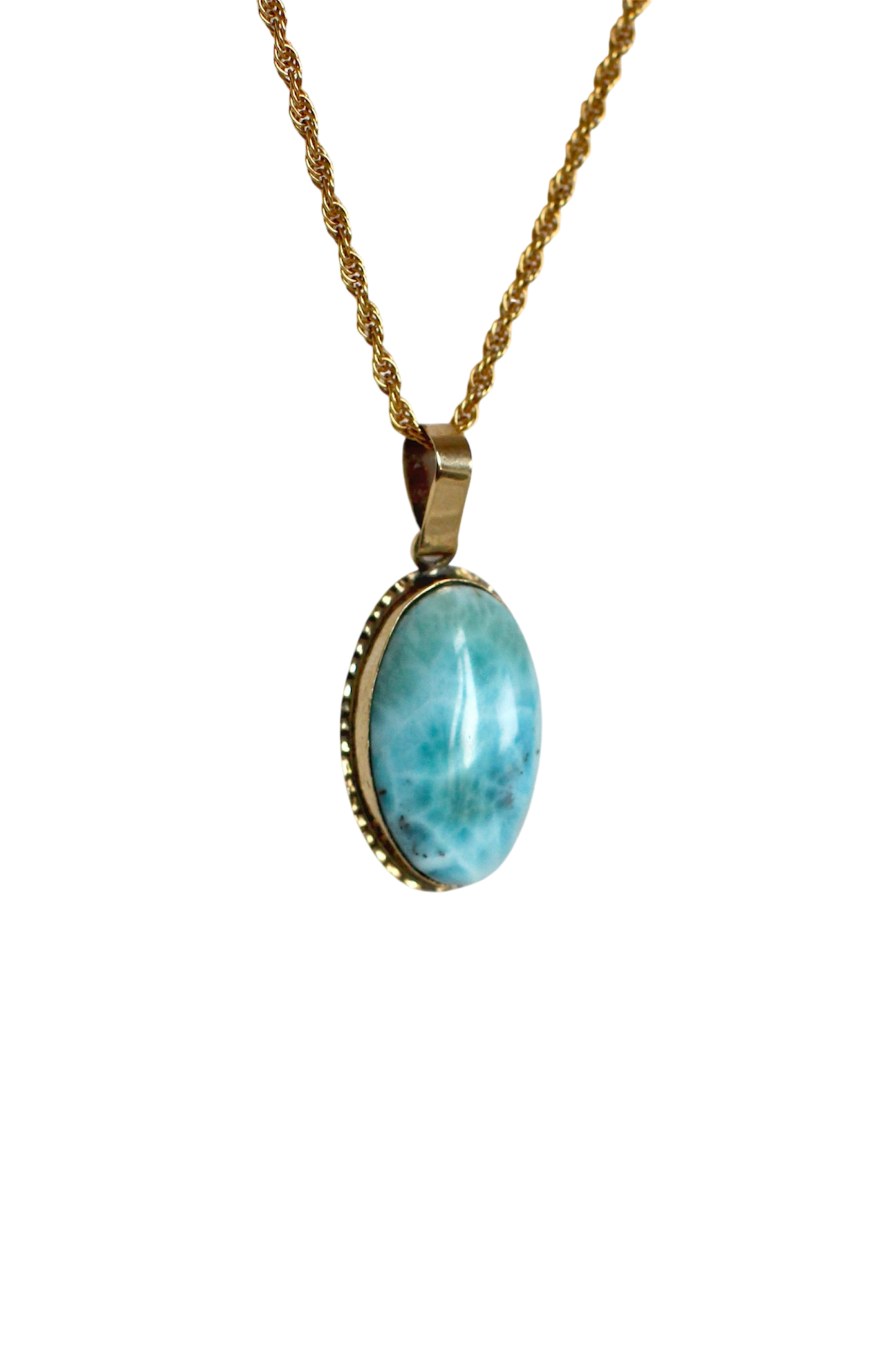 Antique 14k yellow gold & Larimar "The Atlantis Stone"