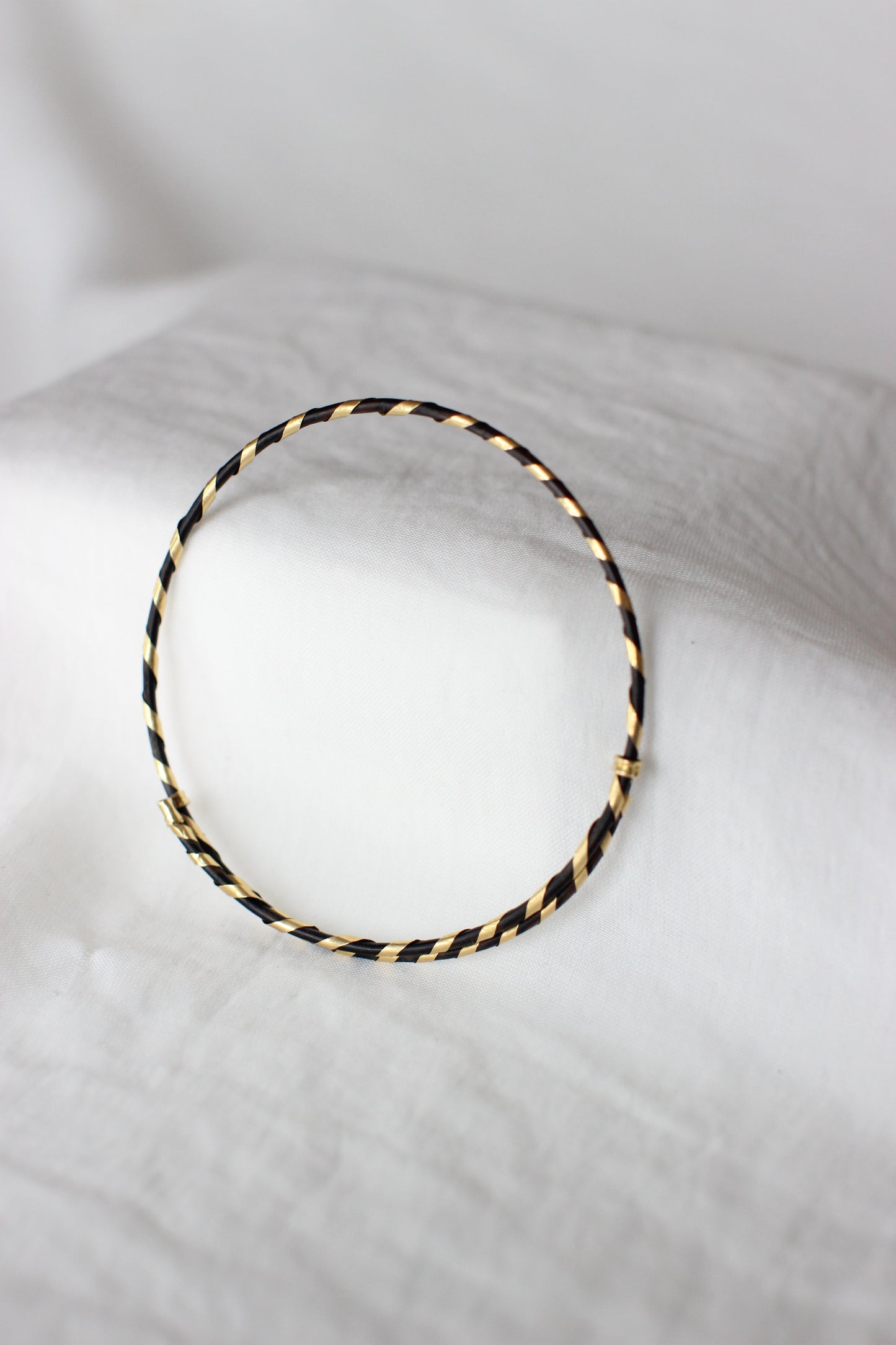 Rare 18K Gold Elephant Hair Bangle Bracelet with Eagle Head Mark (1900s)
