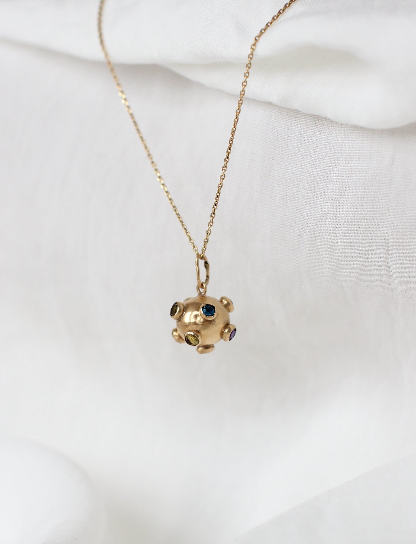 1960s 18k Gold "Sputnik" Pendant with Colored Fantasy strasses