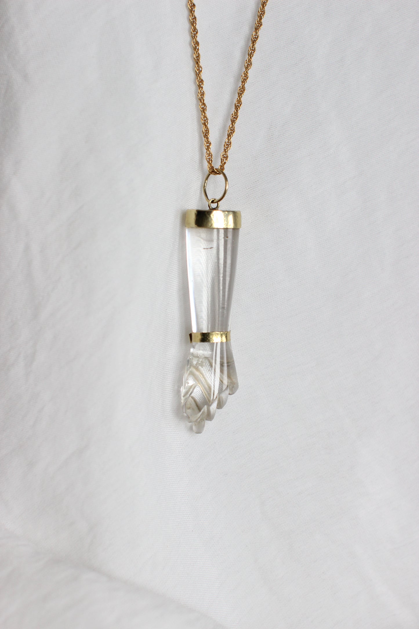 "Figa" 18k yellow gold and rock crystal pendant
