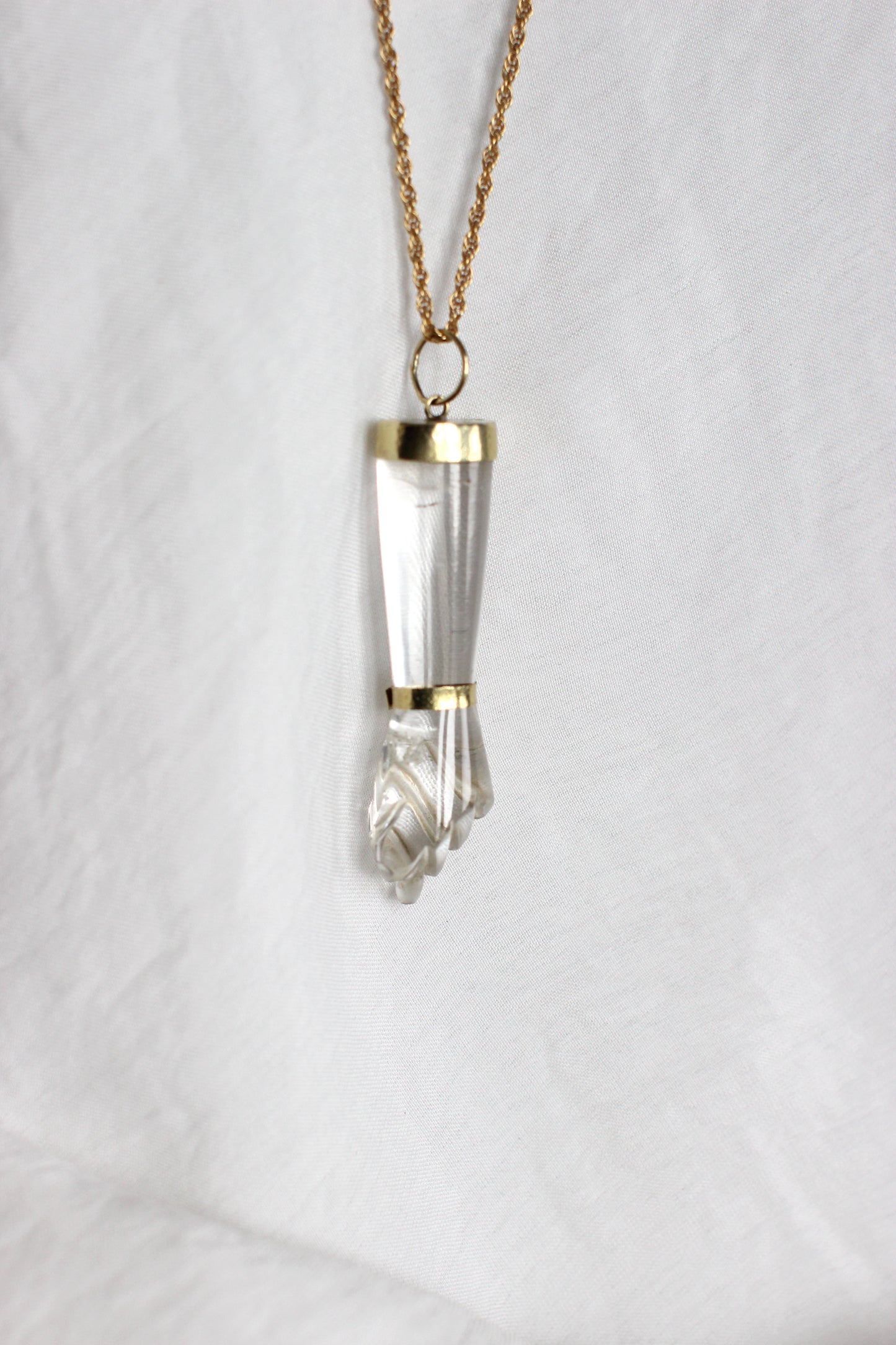 "Figa" 18k yellow gold and rock crystal pendant