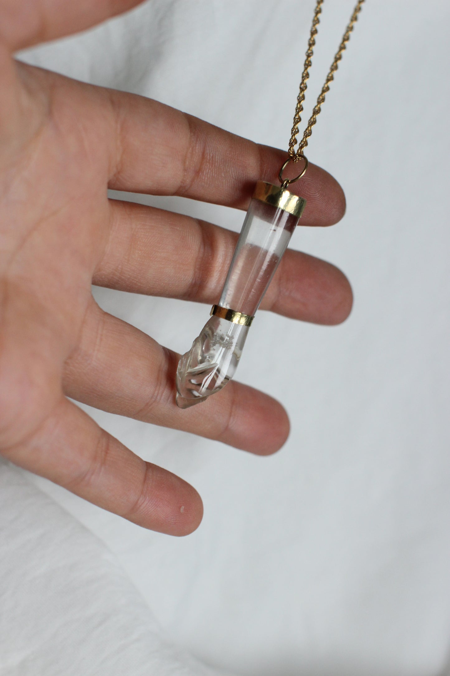 "Figa" 18k yellow gold and rock crystal pendant
