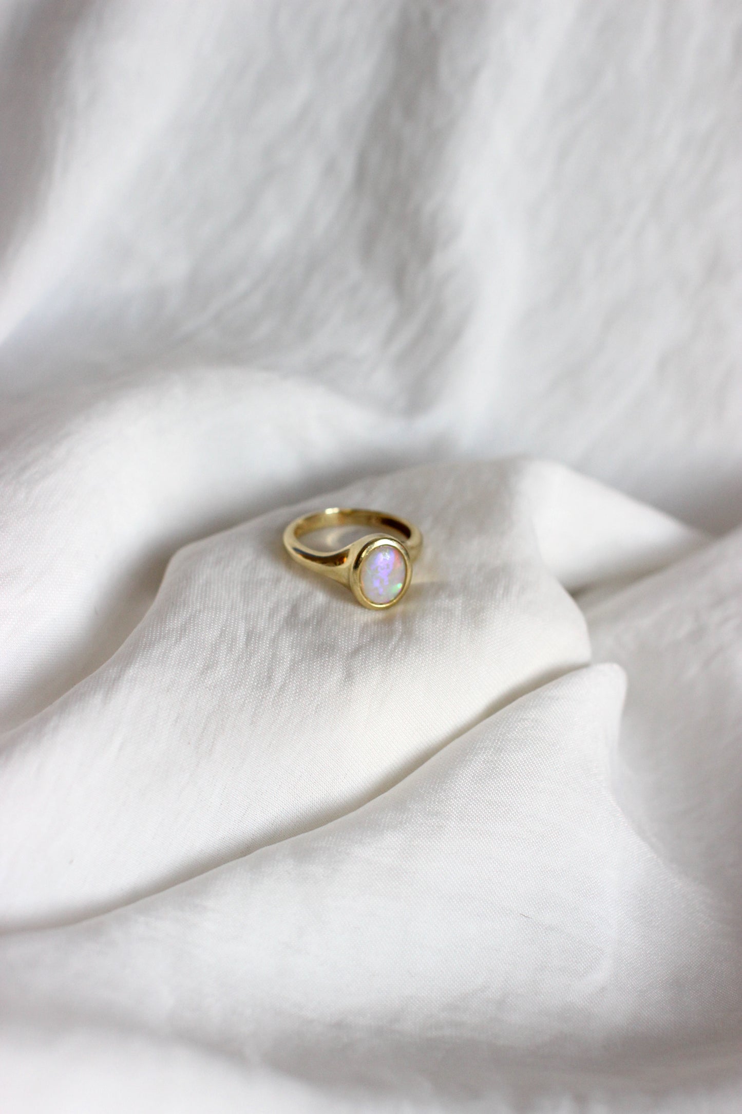 1980's Vintage Opal and 14k Yellow Gold Ring