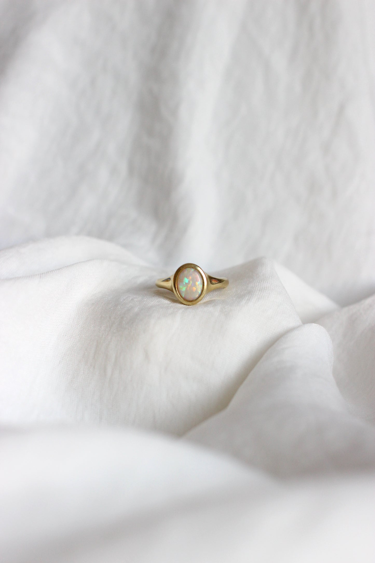 1980's Vintage Opal and 14k Yellow Gold Ring