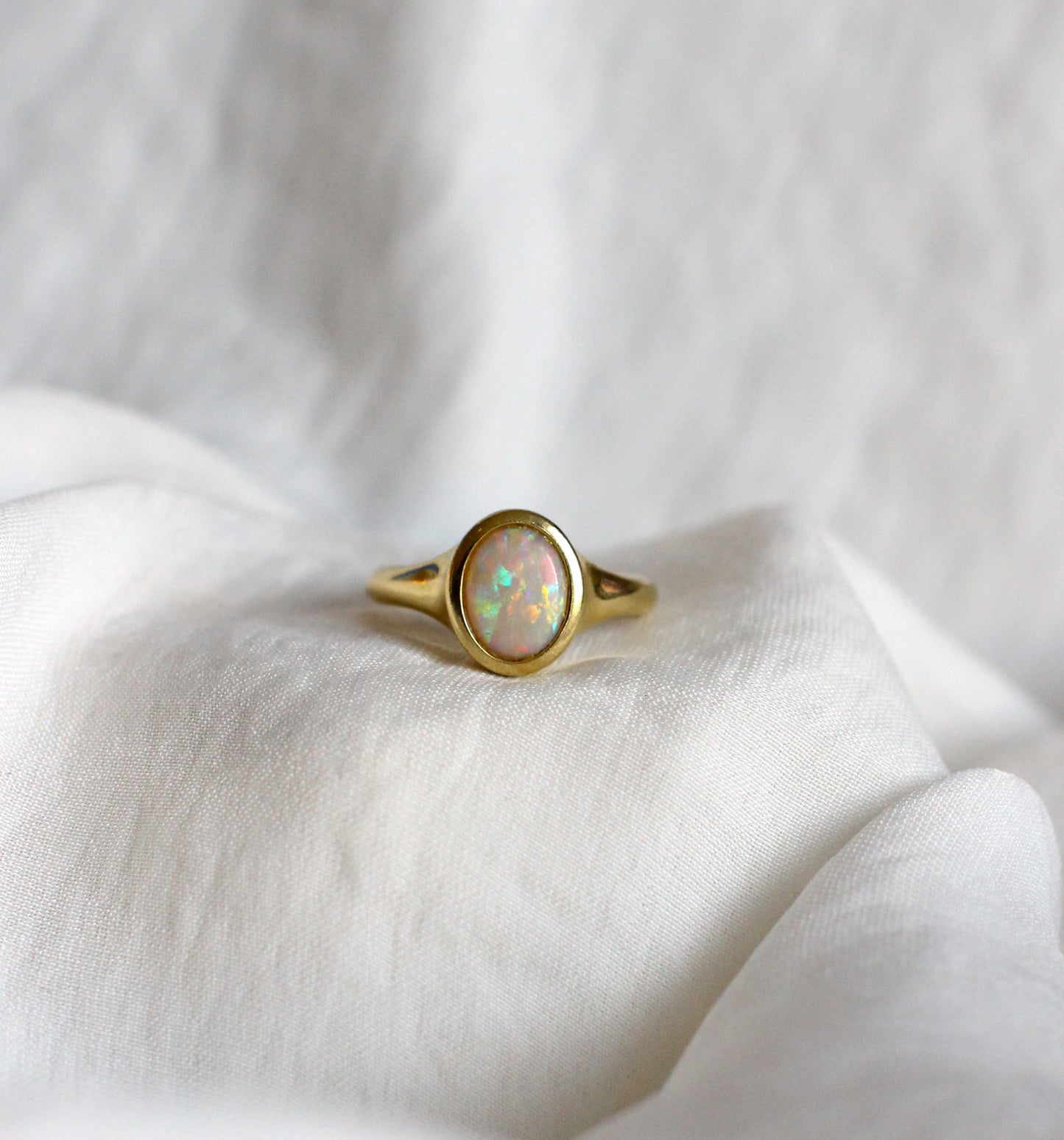 1980's Vintage Opal and 14k Yellow Gold Ring