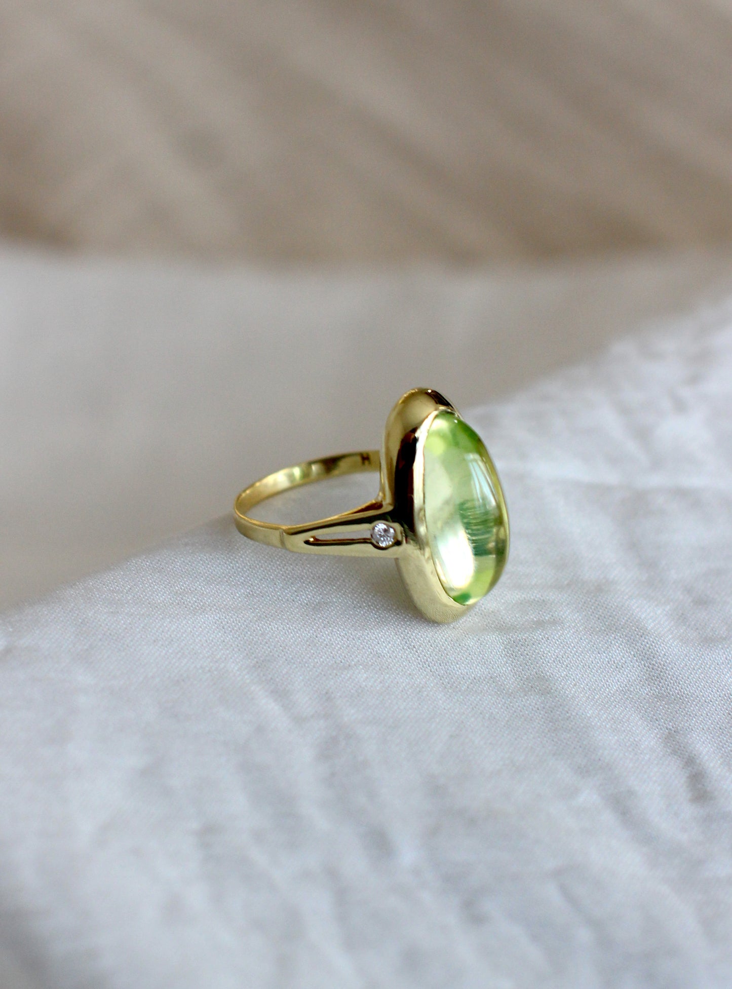 Sou Caprices 14K Yellow Gold Ring with Lemon Quartz and Diamonds