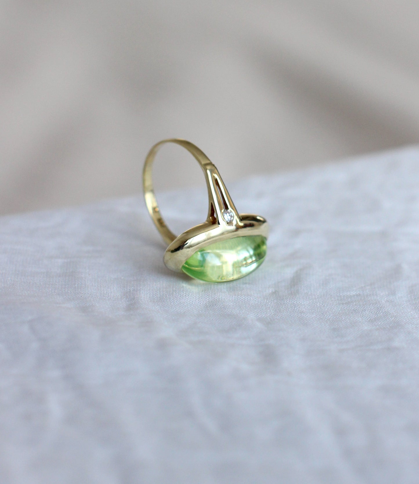 Sou Caprices 14K Yellow Gold Ring with Lemon Quartz and Diamonds
