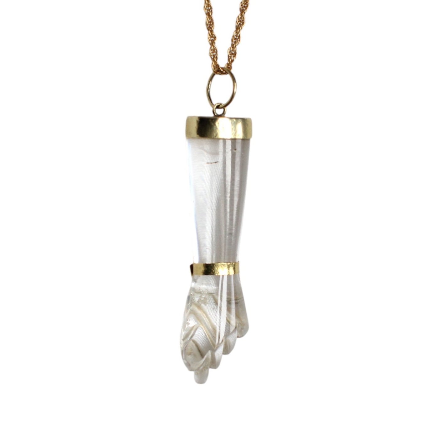 "Figa" 18k yellow gold and rock crystal pendant