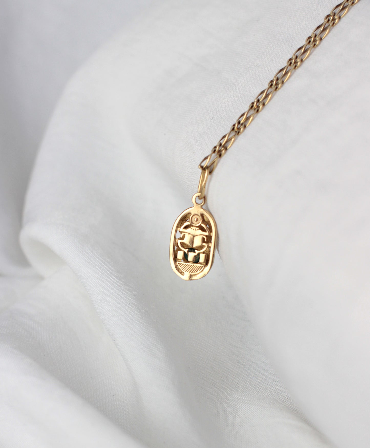 Vintage Egyptian Beetle Pendant in Turquoise and 18k Gold