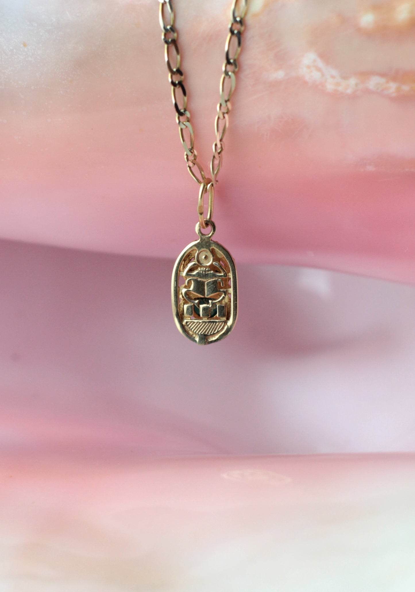 Vintage Egyptian Beetle Pendant in Turquoise and 18k Gold