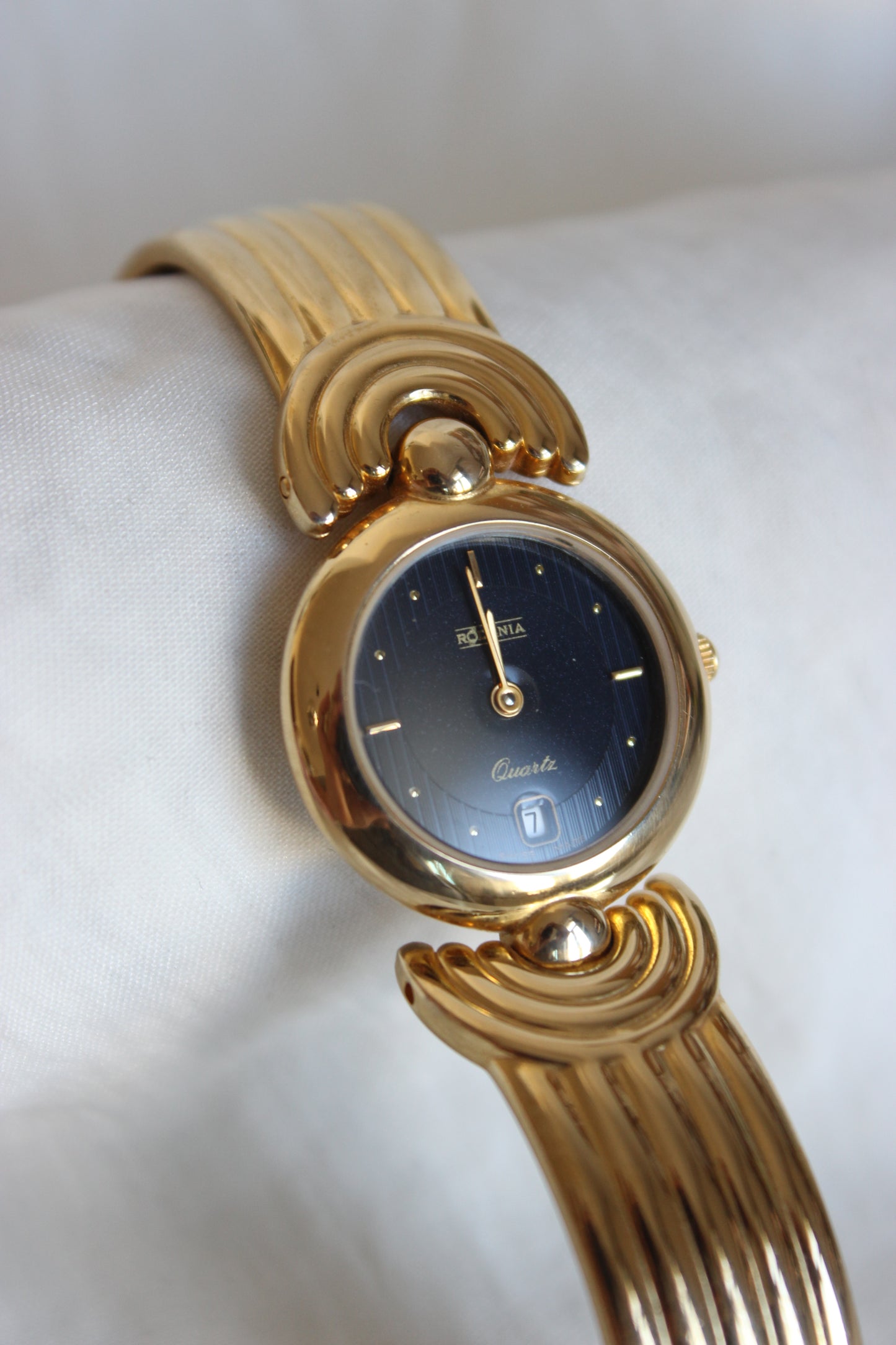 Vintage Rodania Art Deco-Inspired Watch – Steel & Gold-Plated with Starry Blue Dial