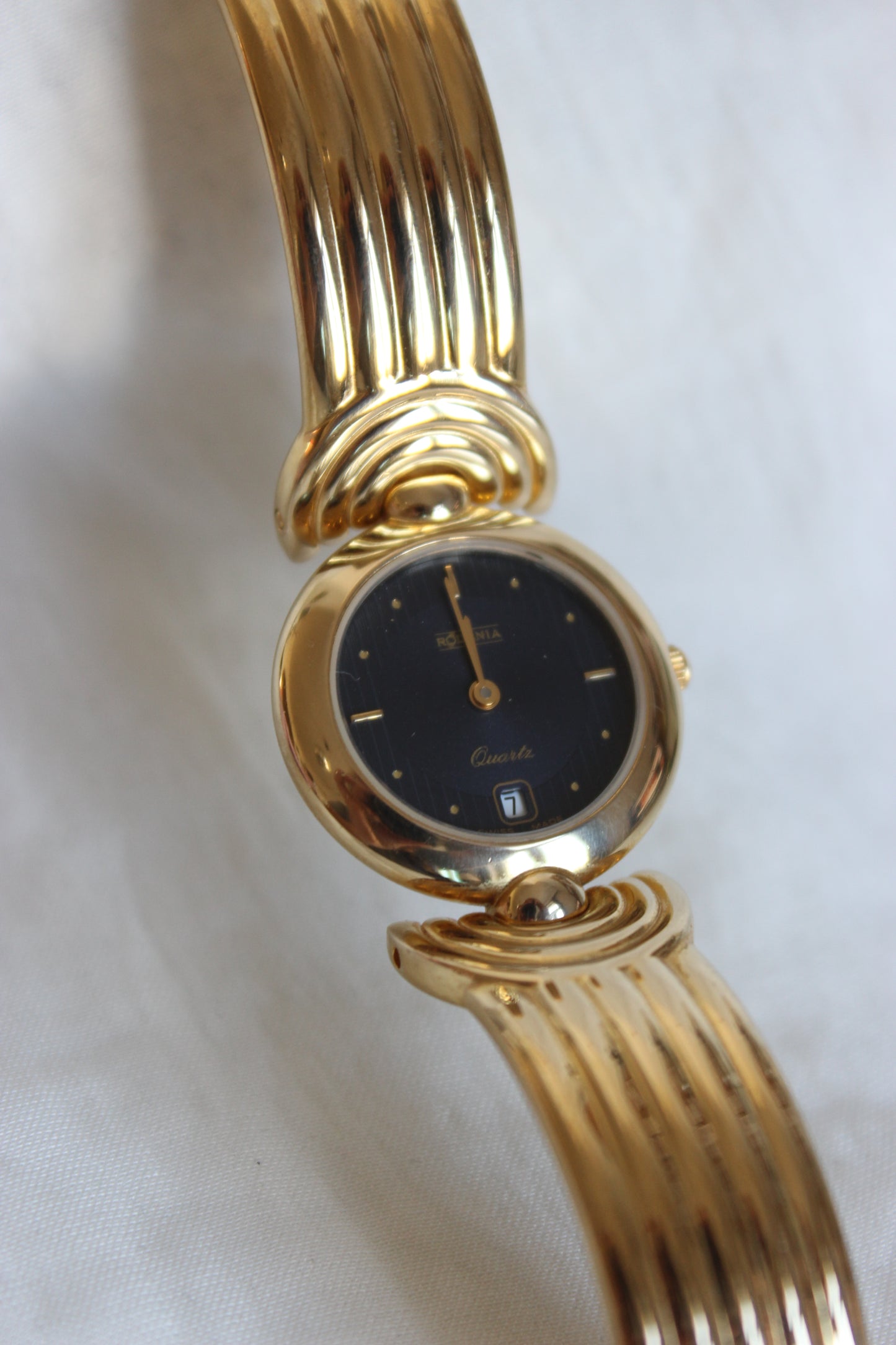 Vintage Rodania Art Deco-Inspired Watch – Steel & Gold-Plated with Starry Blue Dial