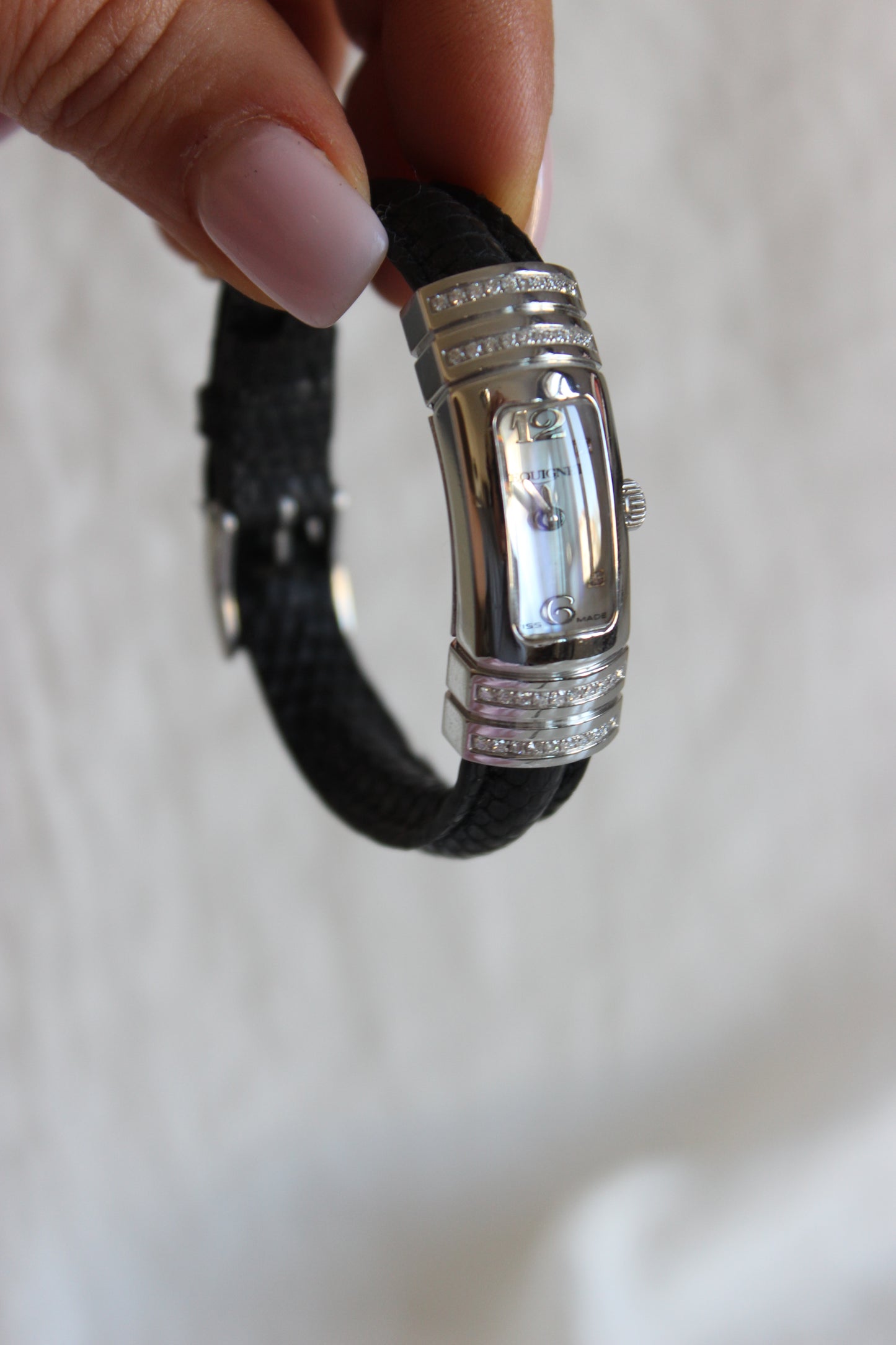 Pequignet Massai Watch – Diamond-Encrusted Steel Case with Mother-of-Pearl Dial