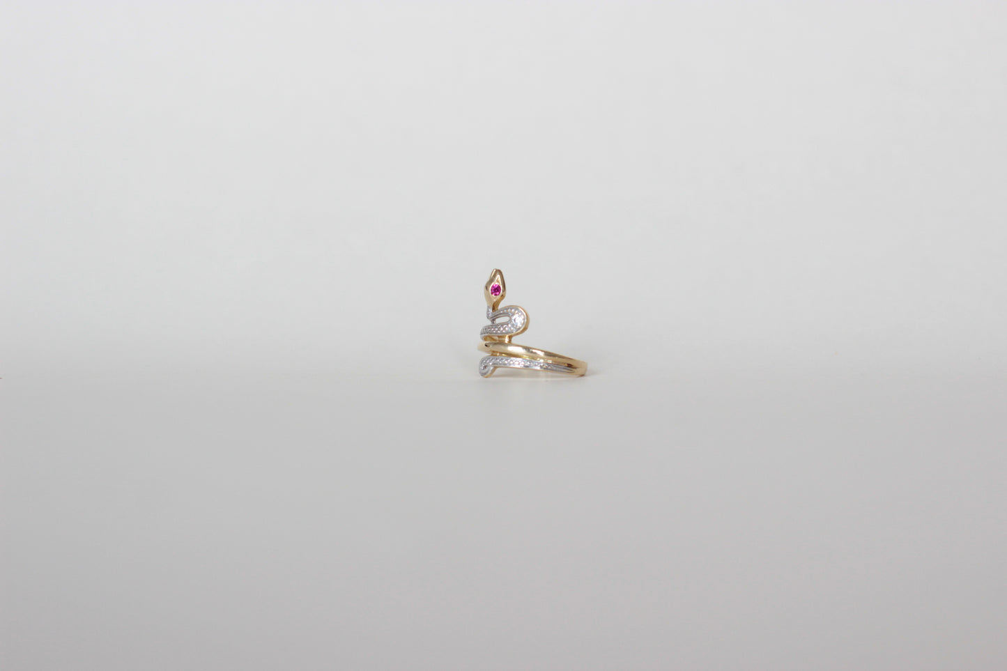 Vintage 1980s Two-Tone 18K Gold Serpent Ring