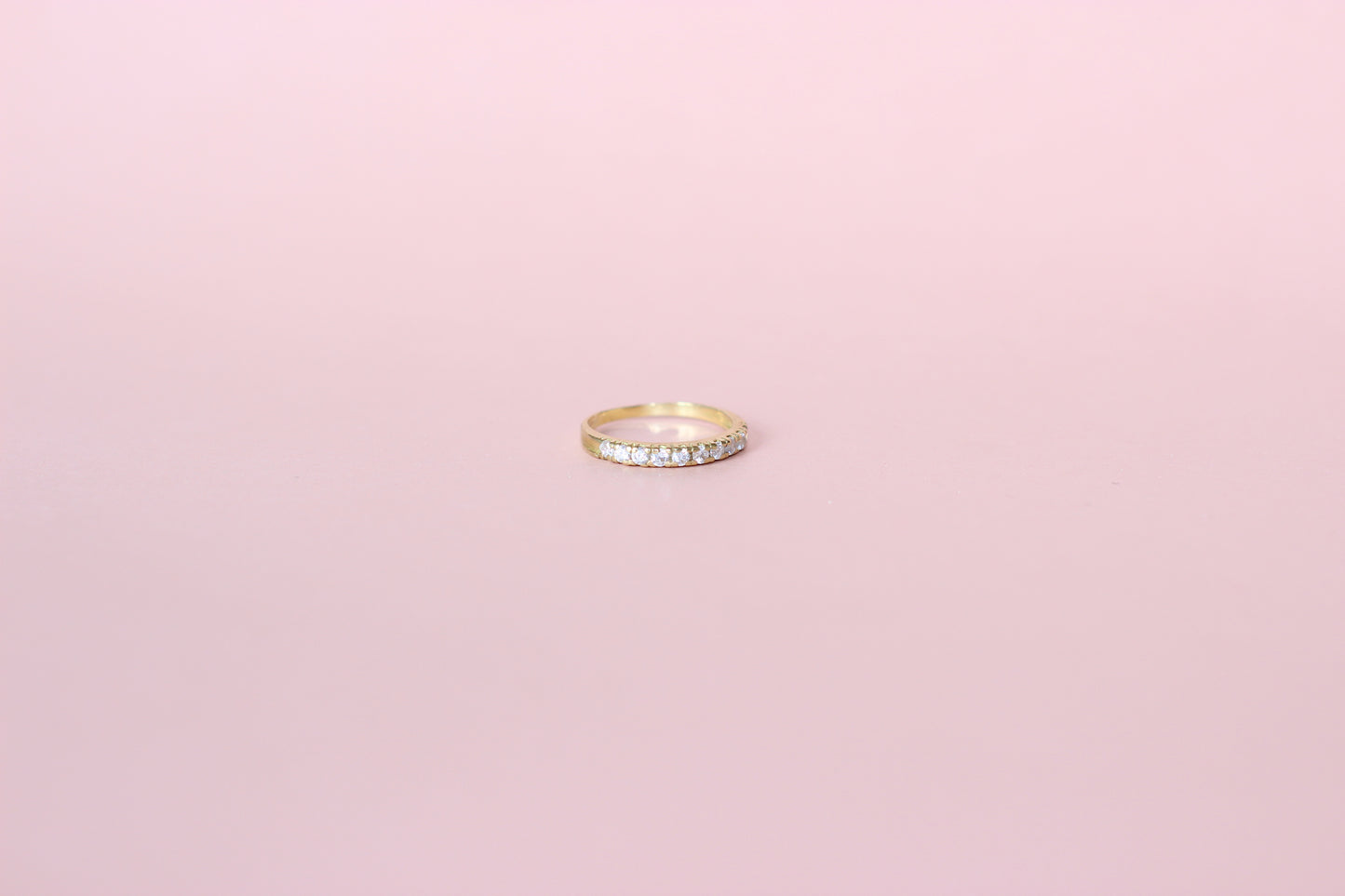 18k Gold Half Eternity Band – Natural Cubic Zirconia