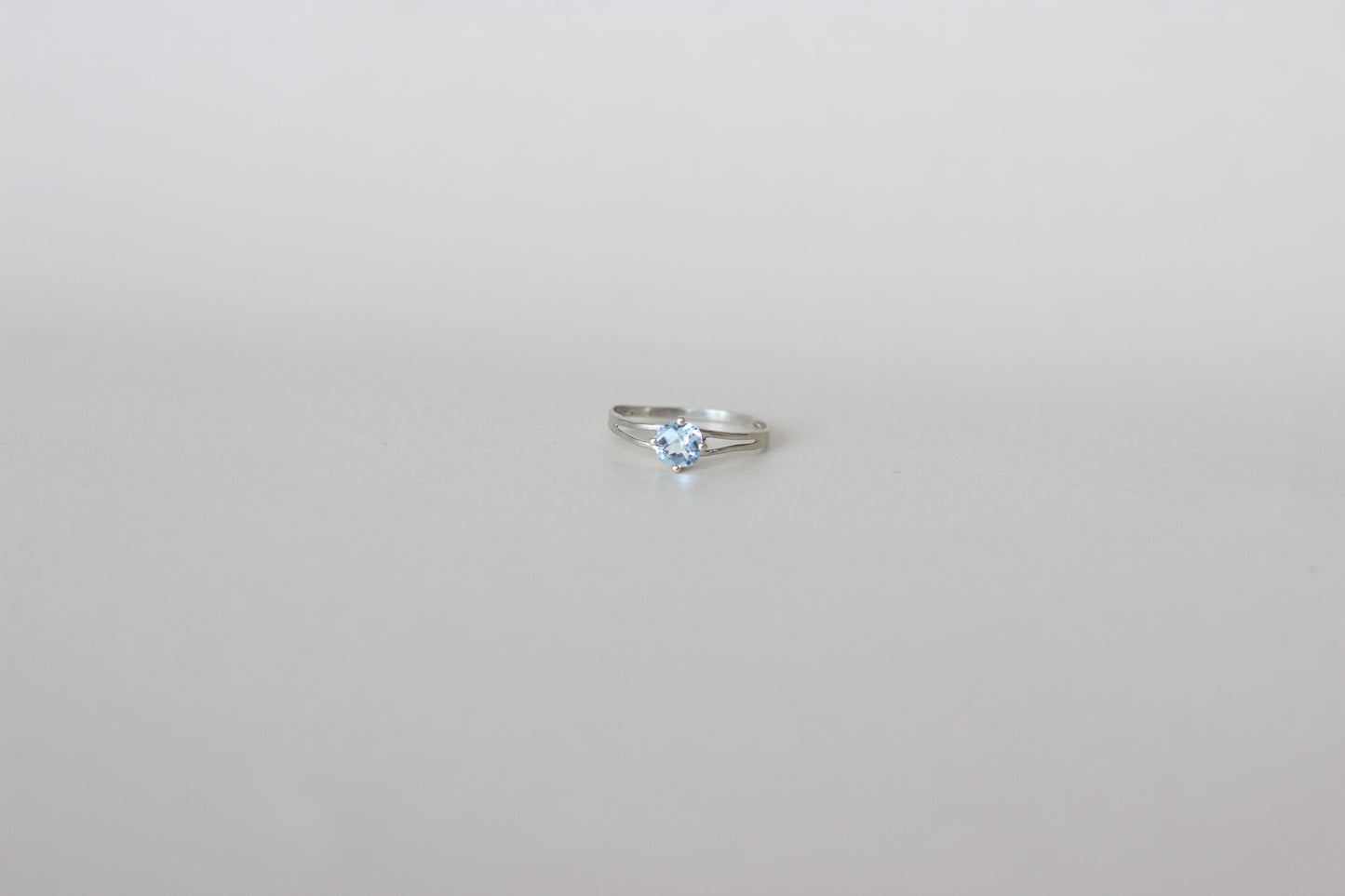 9k White Gold Cushion-Cut Baby Blue Topaz Ring