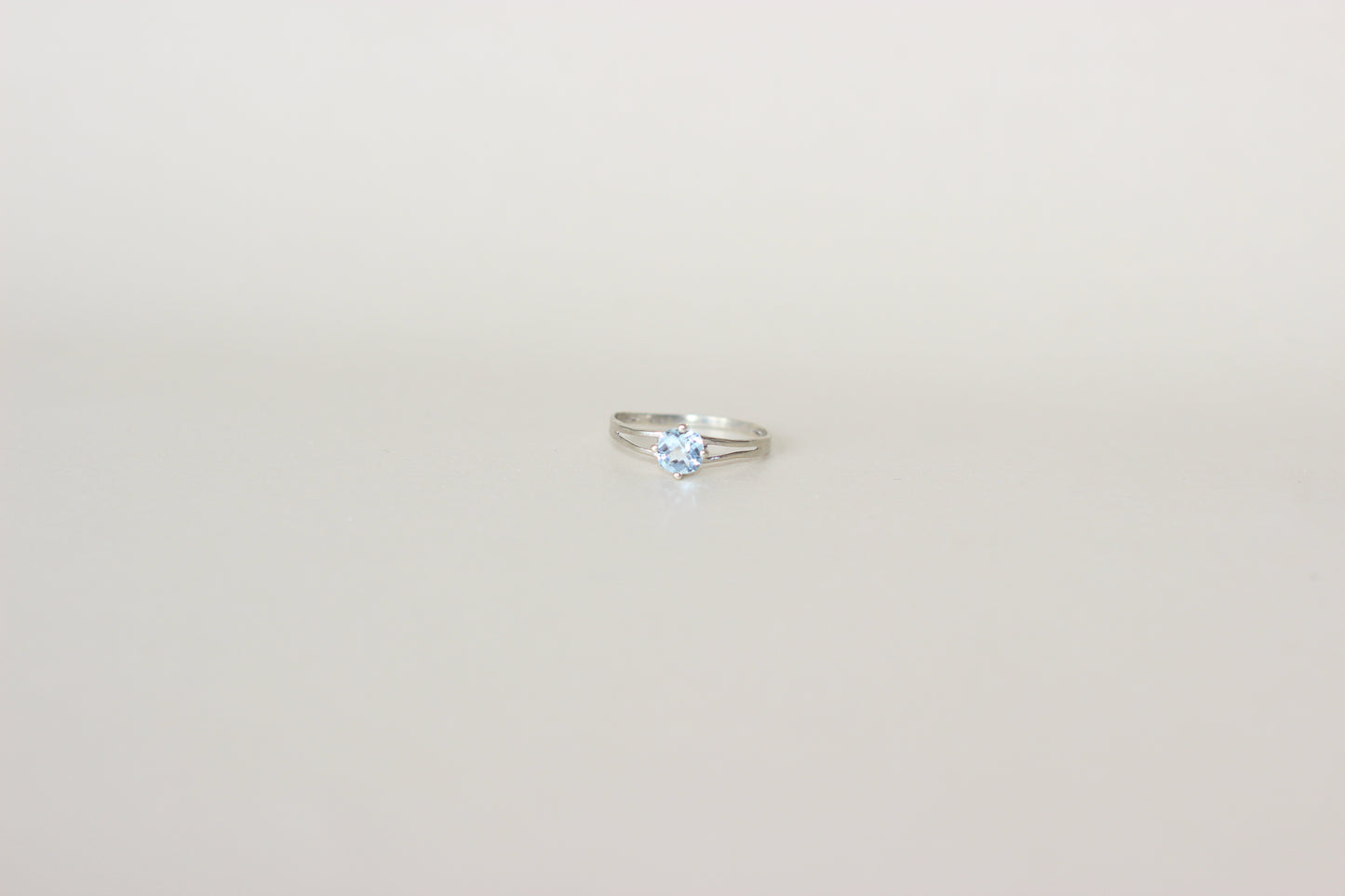 9k White Gold Cushion-Cut Baby Blue Topaz Ring