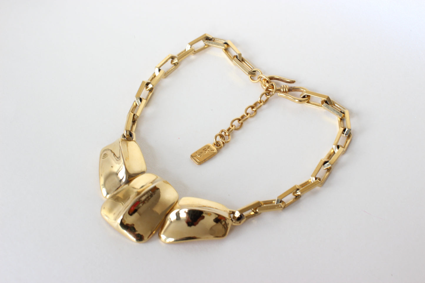 Extremely Rare Yves Saint Laurent Gold-Plated Necklace – Crocodile Scale Motif, 1980s–90s, Signed