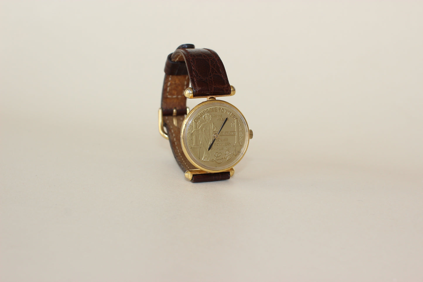 Vintage 1980s Pommery Champagne Coin Watch - Gold Plated Quartz