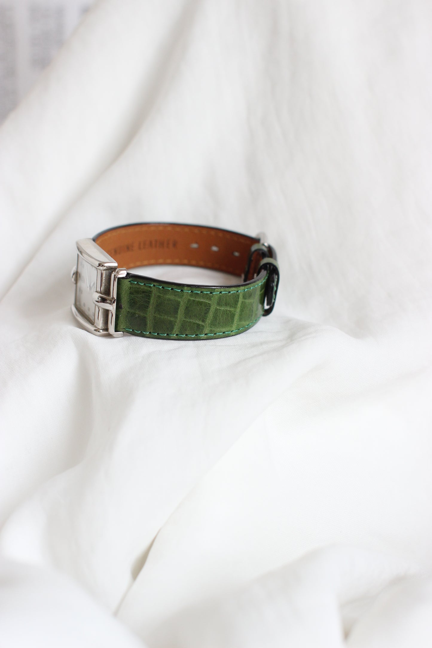 Vintage Rodania Quartz Watch with Green Crocodile-Style Strap – 1990s