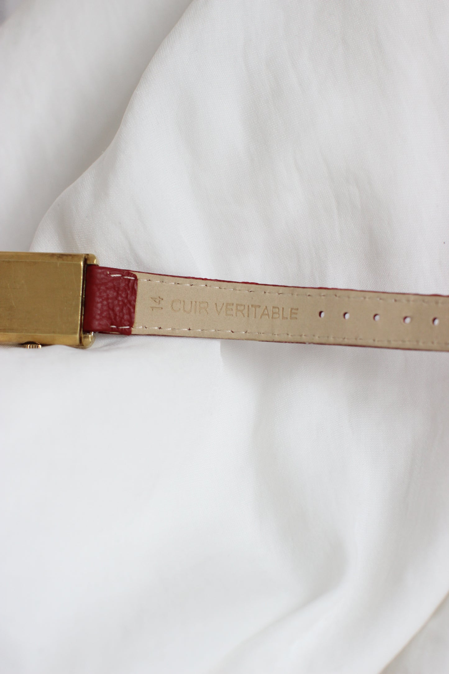 Vintage A. Berthelay Tank Watch – Dark Red Leather Strap