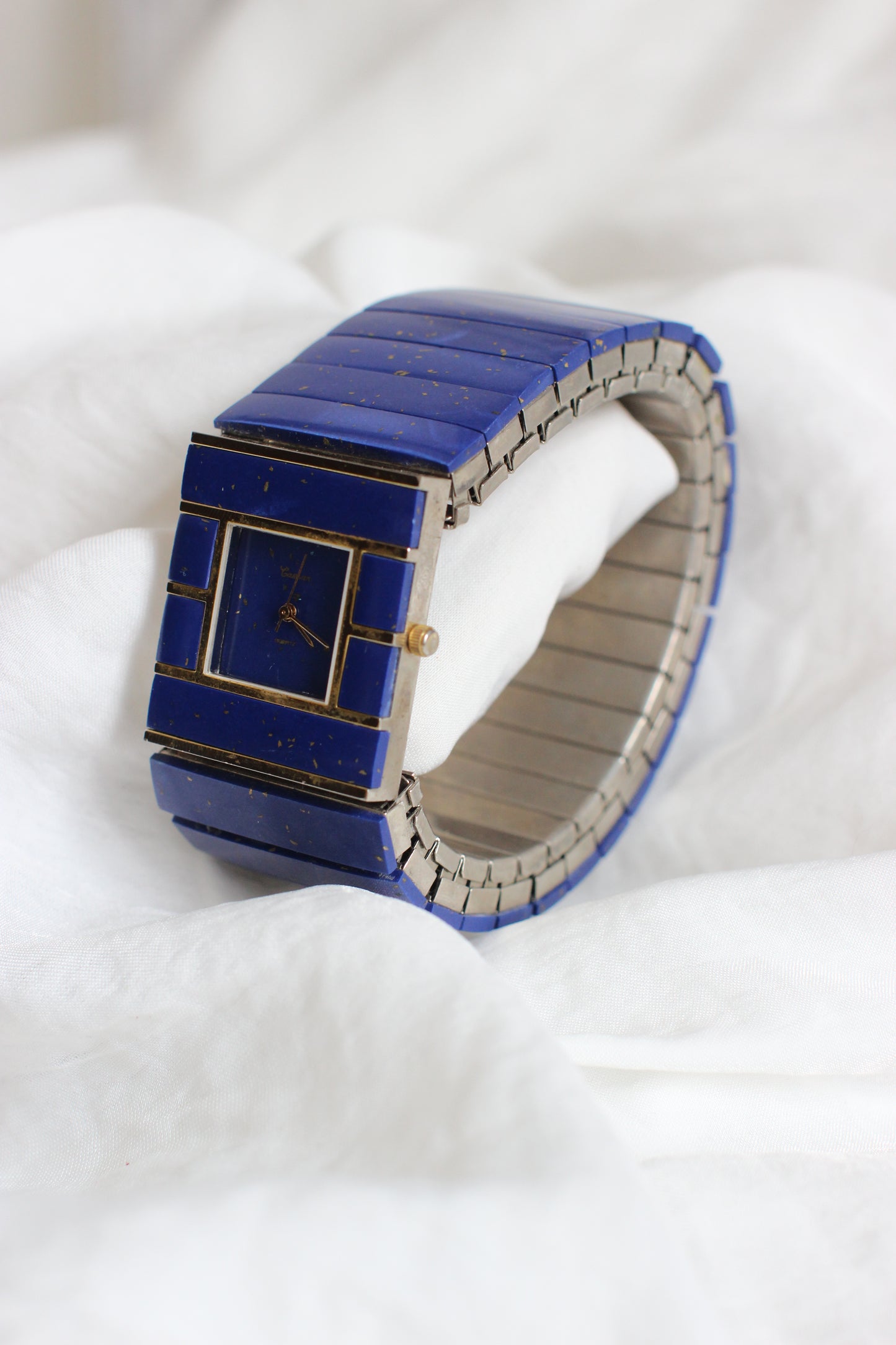 Carsar 1980s Massive Lapis Lazuli Quartz Cuff Watch
