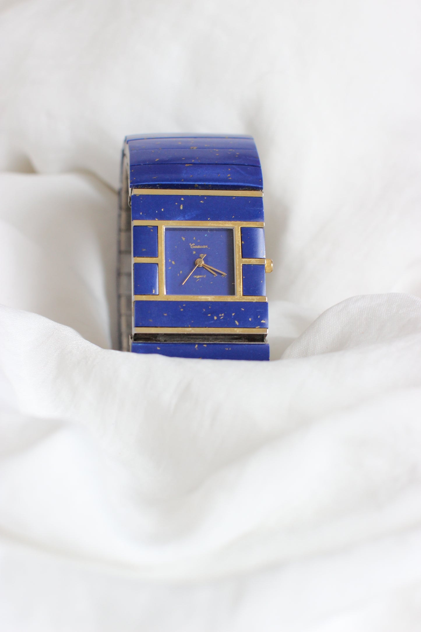 Carsar 1980s Massive Lapis Lazuli Quartz Cuff Watch