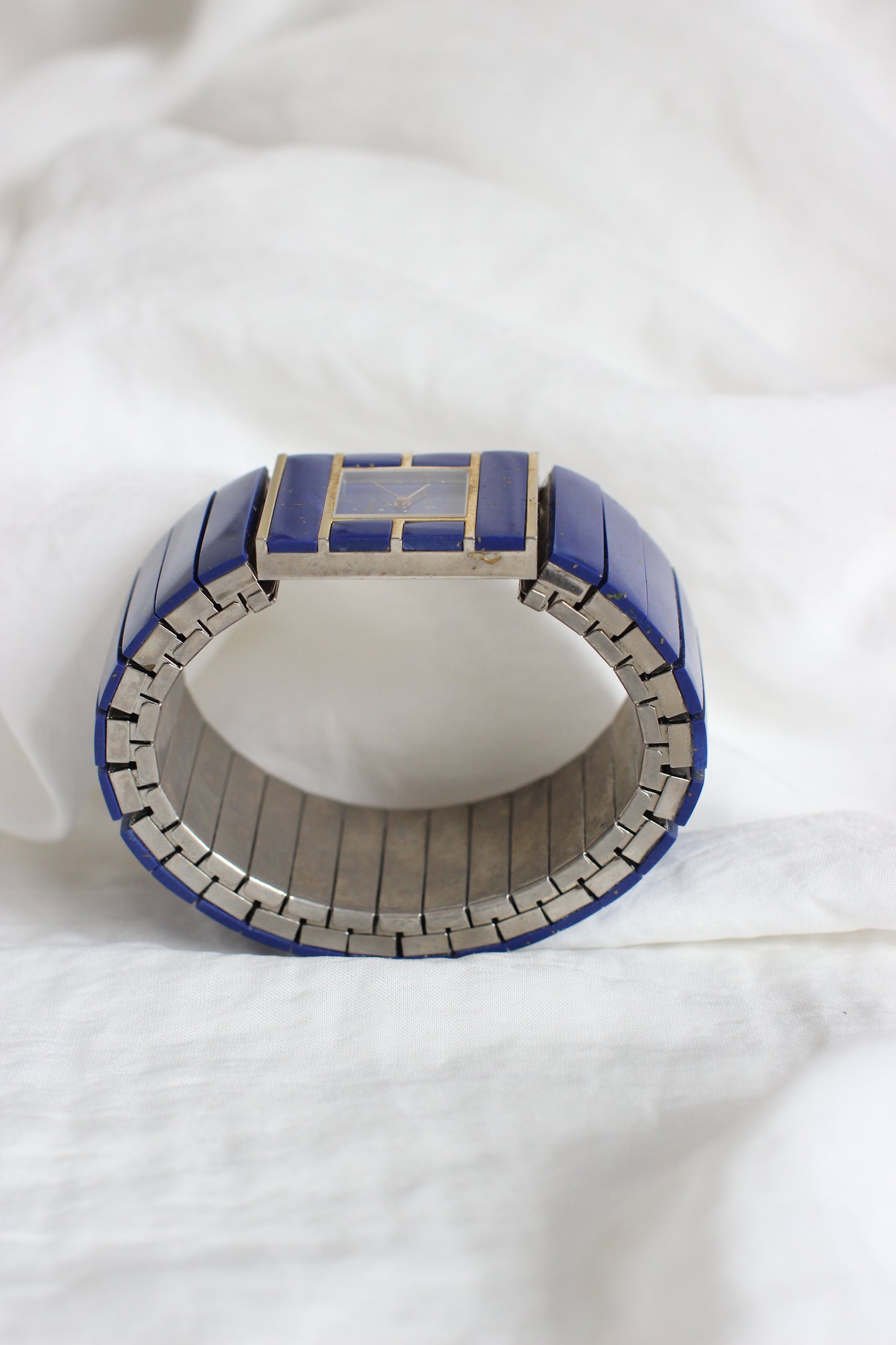 Carsar 1980s Massive Lapis Lazuli Quartz Cuff Watch