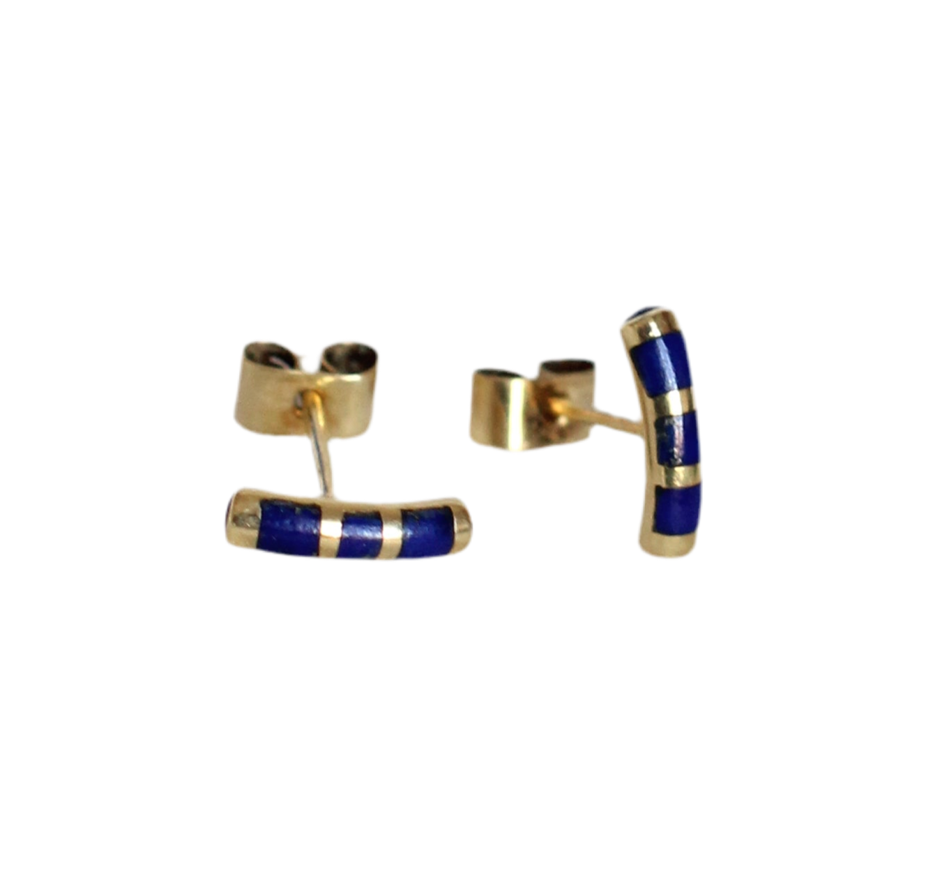 Boucles d'oreilles vintage en or jaune 18 carats et lapis-lazuli