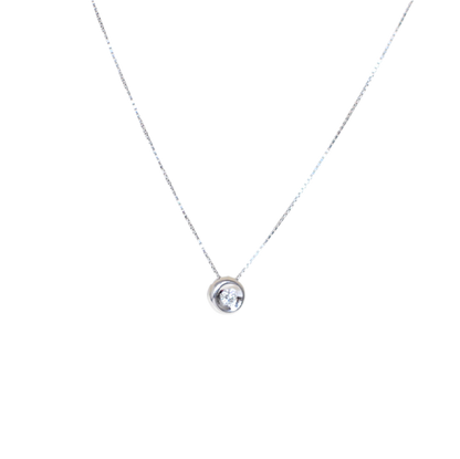 18K White Gold Solitaire Diamond Necklace – Serpent Chain