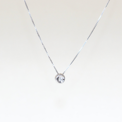 18K White Gold Solitaire Diamond Necklace – Serpent Chain