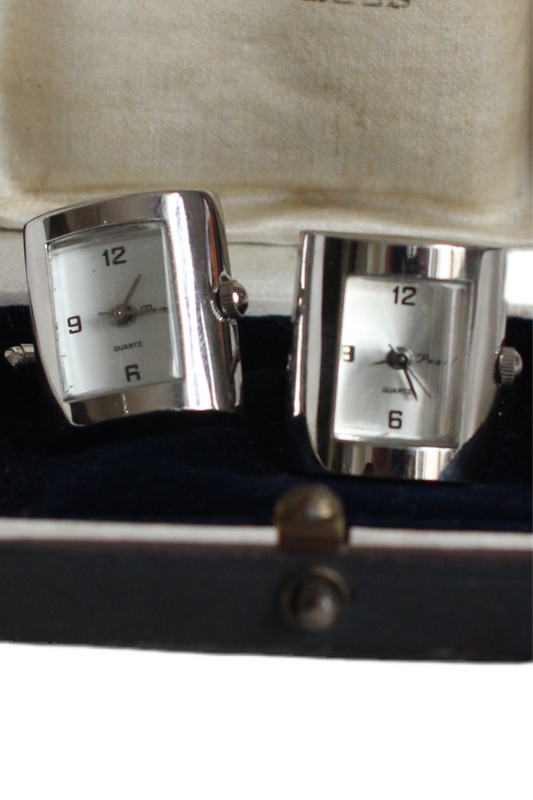 Pearl 1980s Two-Tone Cufflink Watches – Rare Quartz