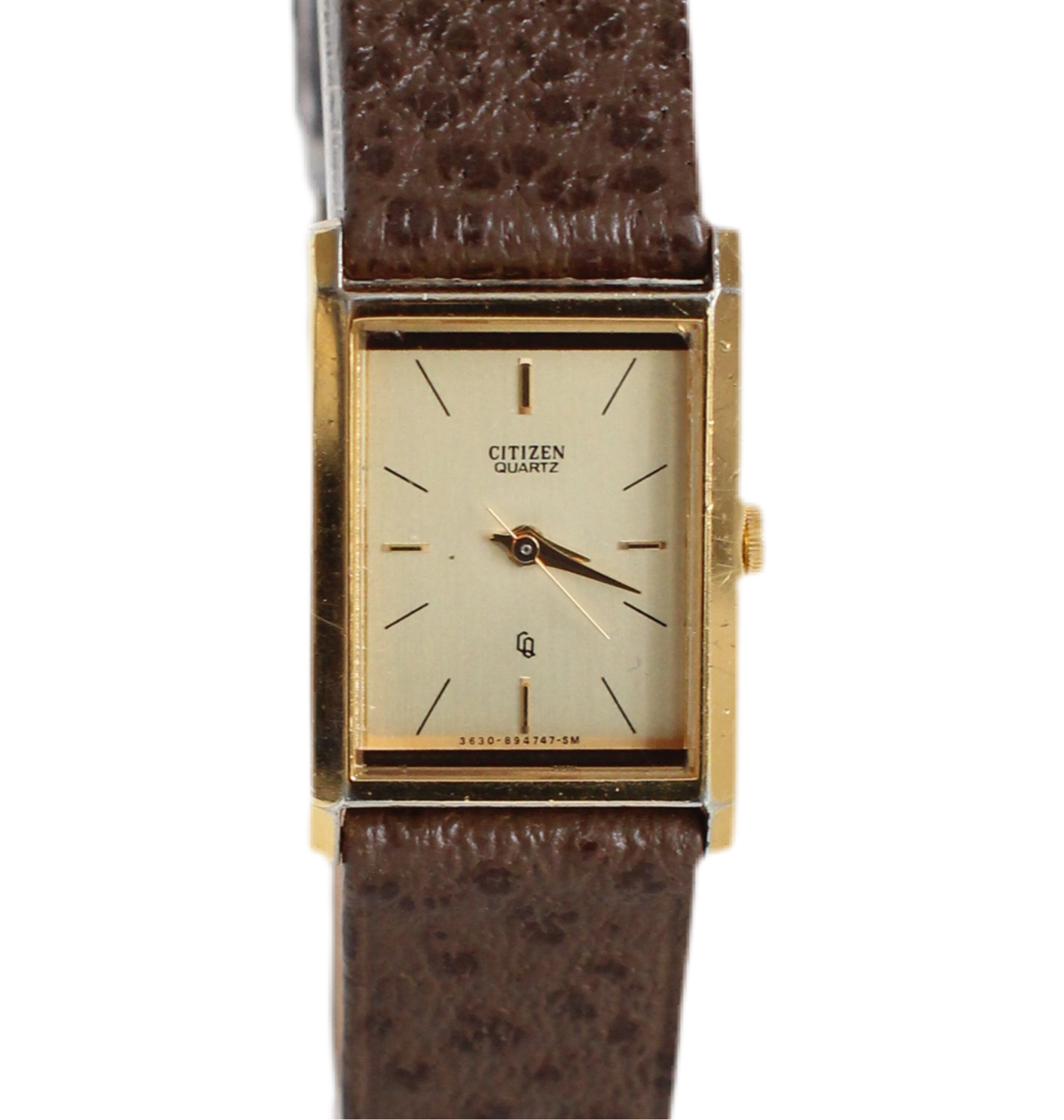 Vintage Citizen Tank Watch – Brown/Grey Genuine Ostrich Leather Strap