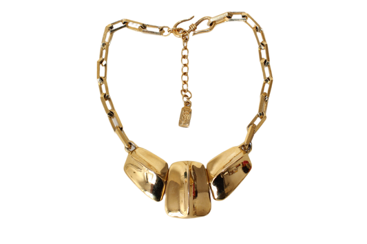 Extremely Rare Yves Saint Laurent Gold-Plated Necklace – Crocodile Scale Motif, 1980s–90s, Signed