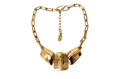 Extremely Rare Yves Saint Laurent Gold-Plated Necklace – Crocodile Scale Motif, 1980s–90s, Signed
